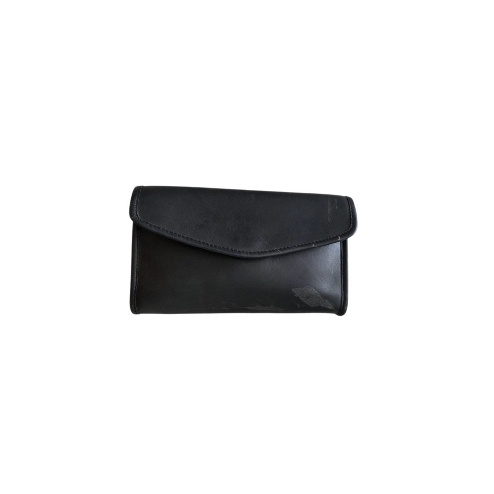 Vintage Coach NYC Envelope Clutch Black Leather US 80s Preppy Quiet Luxury Purse
